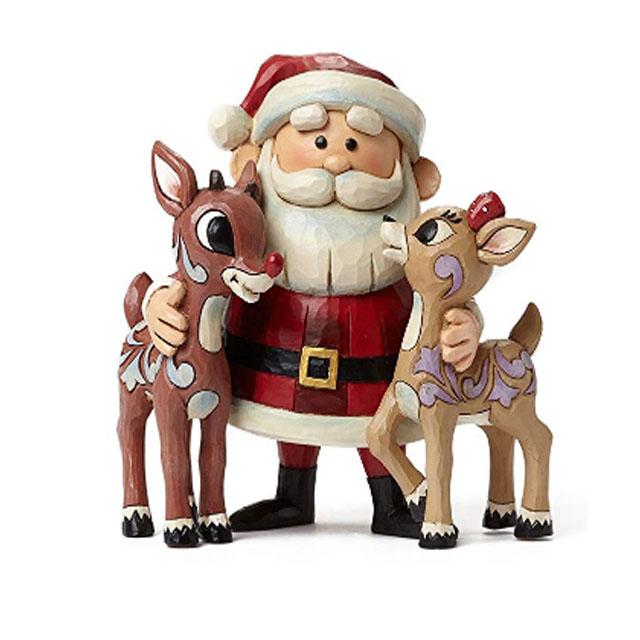 Polyresin X'mas Santa w/elk