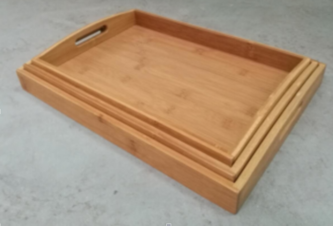 3pc Bamboo Breakfast Bed Trays (Squared) Cut out Handles