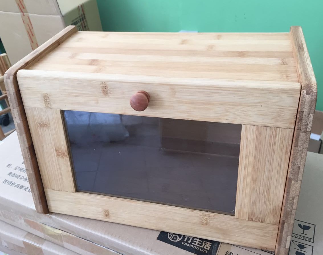 Bamboo Bread Box with Tempered Glass Window