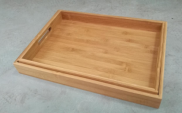 2pc Bamboo Serving Trays Set with Halders