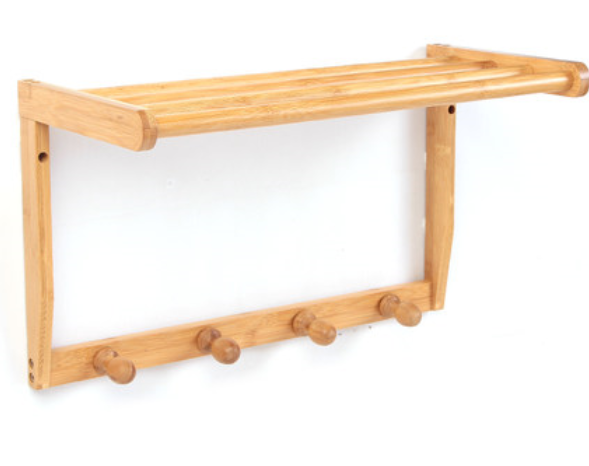 100% Bamboo Wooden Natural Shelf with 4 knots