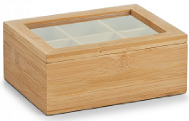 Bamboo Tea Box Teabag Organizer 100% Natural Bamboo Tea Chest