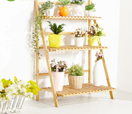 Bamboo 2/3 Tiers Folding Shelf Stand Flower Pot Display Foldable Bookcase Rack