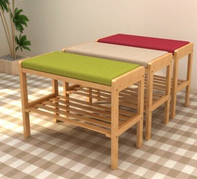Bamboo Shoe Bench Rack with Upholstered Padded Seat